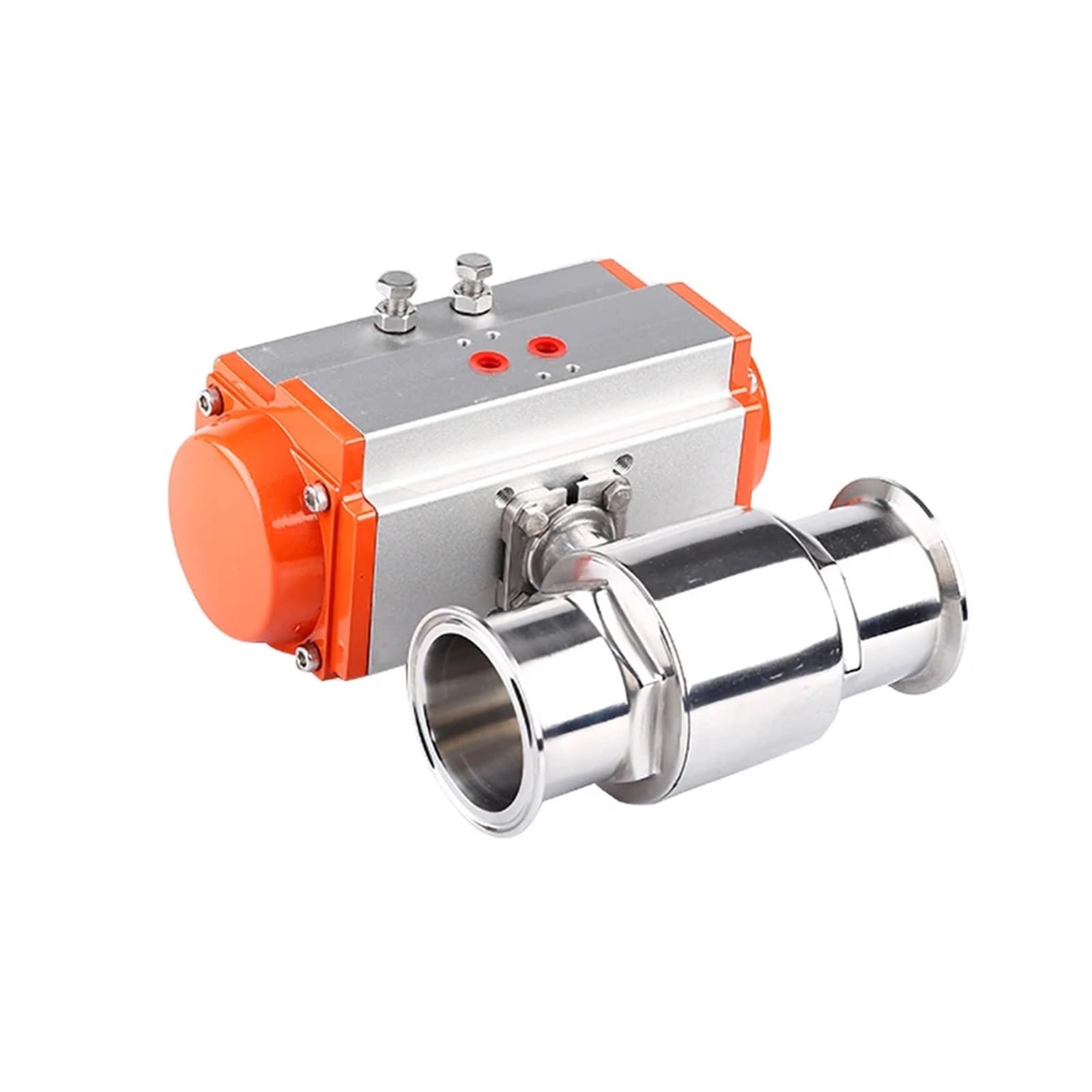 Vanne à bille en acier inoxydable 304 type virole avec cylindre double effet 102mm