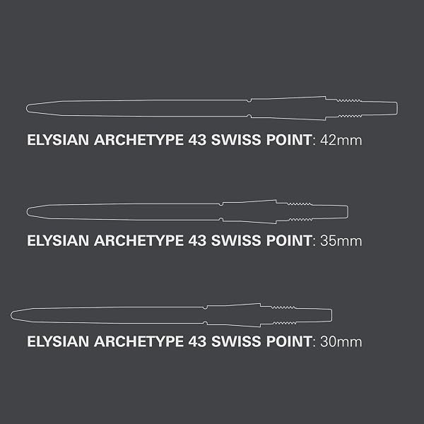 Target Darts Elysian Archetype 43 Suisse Point | Lot de 3 Embouts | 30MM/35MM/42MM – Or/Argent/Noir | Changement de Pointes de Fléchettes, Points Swiss Storm, Accessoires Professionnels pour Fléchette - 3