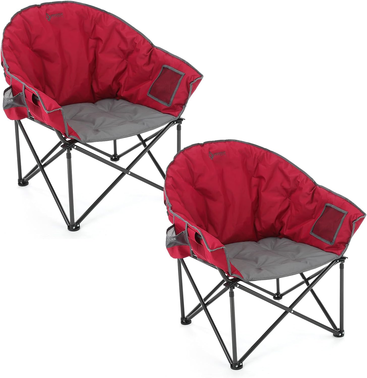 ARROWHEAD OUTDOOR 2-Pack Oversized Club Folding Camping Chair with Pocket, Cup Holder, Moon, Round, Saucer, Supports 330lbs, Carrying Bag