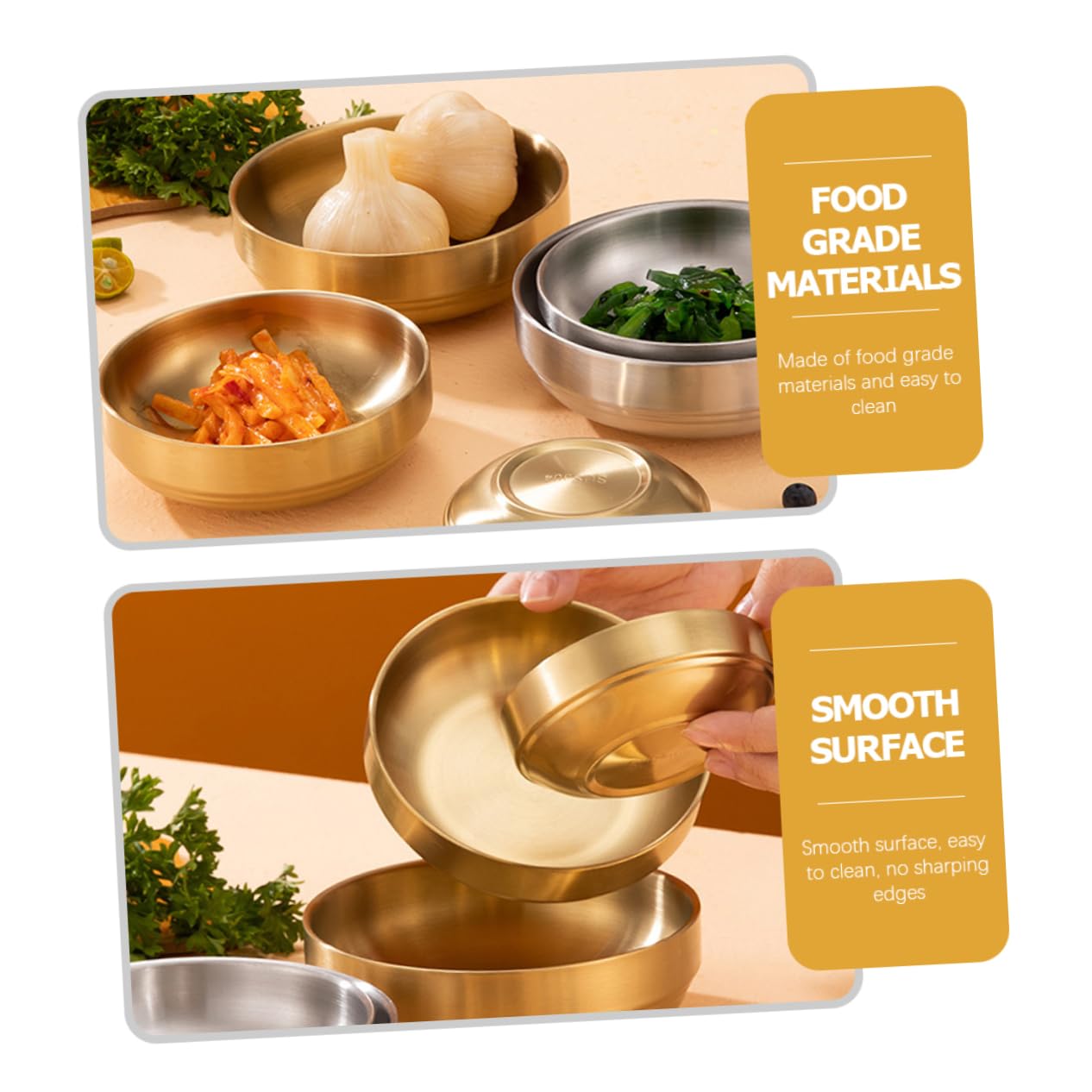 Garneck Korean Noodle Plate Stainless Steel Sauce Dipping Dish Condiment Plate Picnic Snack Ramen Bowl