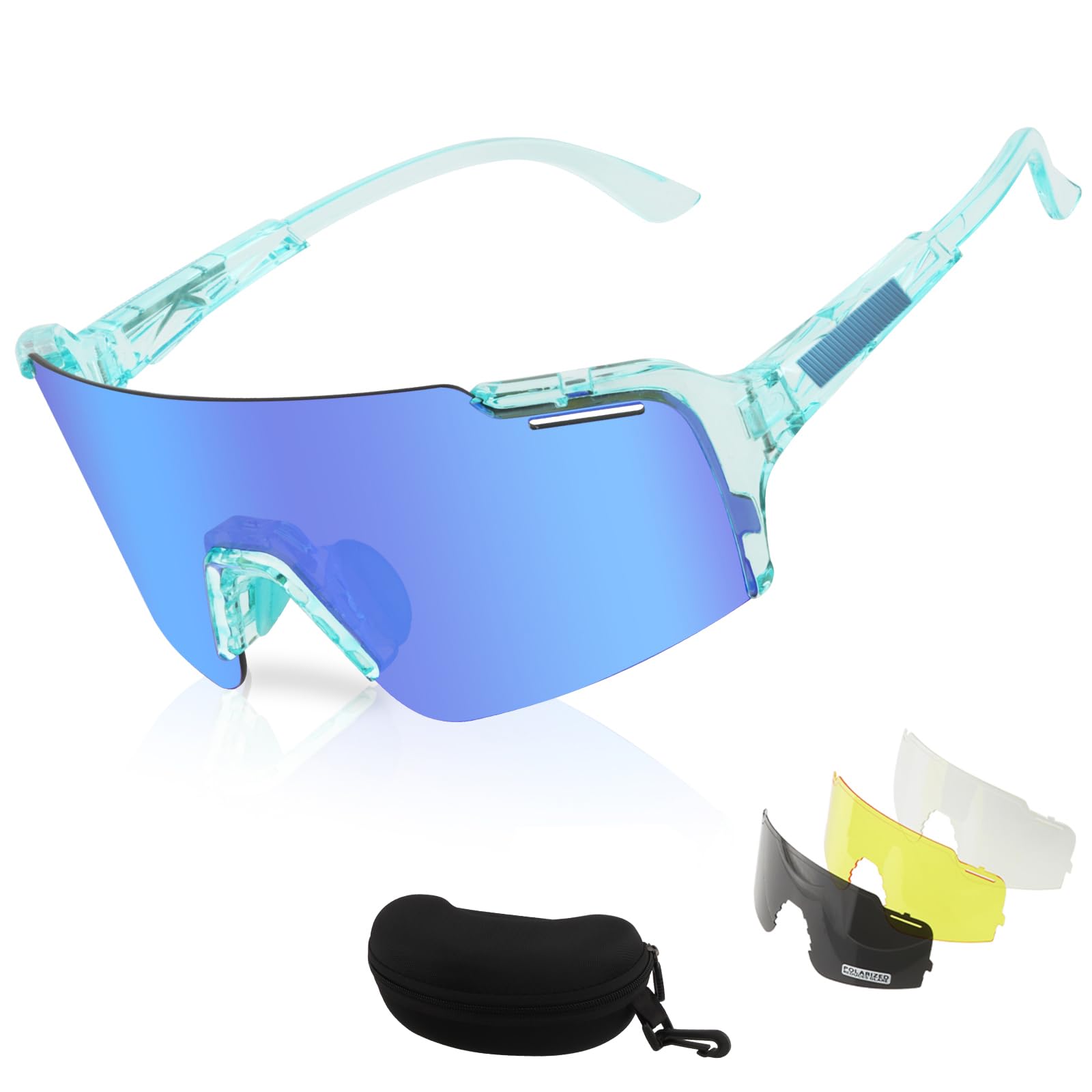 Occhiali da sole sportivi polarizzati per uomini e donne, occhiali da ciclismo UV400 per il baseball, corsa e ciclismo 4 lenti
