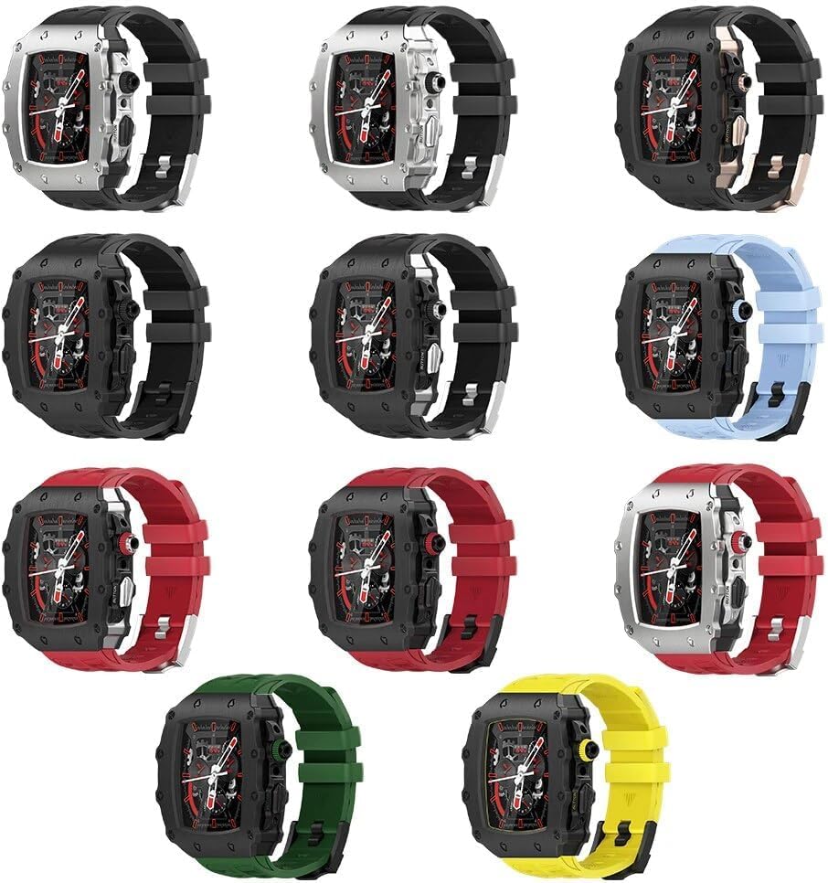 44mm 45mm Stainless Steel Watch Case Rubber Band，For 8 7 6 5 4 SE Series Replacement，Sport Breathable Straps Watch Case Bezel MetalKit Accessories4