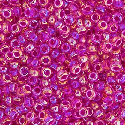 Miyuki Seed Bead 8/0 APX.22g - Crystal Hot Pink Lined AB Japanese Glass Seed Beads