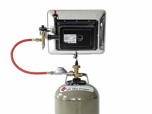 ROTHENBERGER Industrial Heizstrahler inkl. Piezo, 0,5 m Propangas-Schlauch und 37 mbar Druckregler | Gasheizstrahler | Aufsatzheizstrahler | **nur für französische Gasflaschen geeignet **