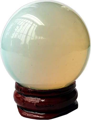 Vista 77 de Escultura de esfera de adivinación de cristal curativo de piedra lunar de 1.575 pulgadas, bola de piedras preciosas, Feng Shui Chakra Aura Piedra