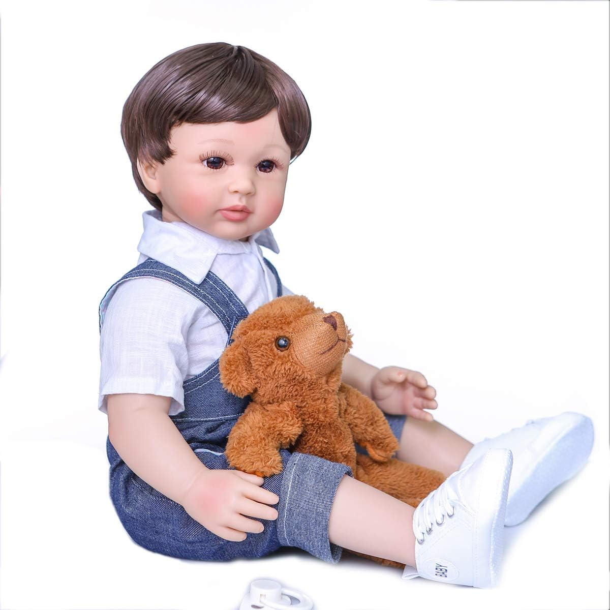 Flash Deals - 40% OFF Ecomgoo Reborn Baby Dolls Realistic Newborn Full Body Silicone Boy Doll for Girls Boys Birthday Gift (Brown Hair + Brown Eyes)