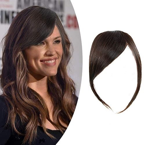 Shinon Flequillo lateral grueso flequillo natural con clip en flequillo extensiones de cabello humano real barrido lateral flequillo flequillo