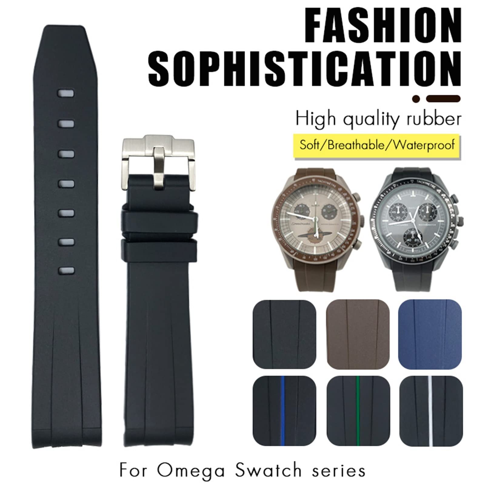 18mm 19mm 20mm 21mm 22mm Gummi Armband Für Omega Sxwatch Seamaster Speedmaster Planet Ocean Tissot Curved End Gummi Armband