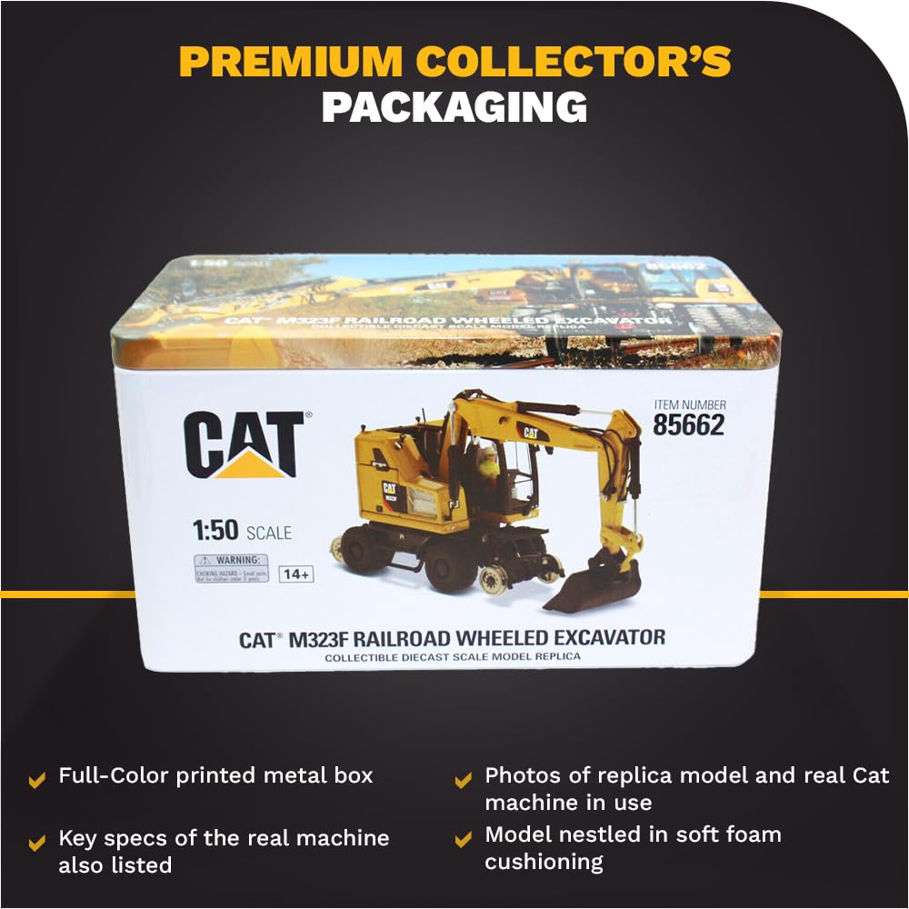Diecast Masters 1:50 Model Cat M323F Railroad Wheeled Excavator, 85662