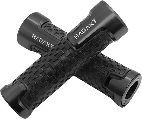 Empuñaduras de mano para motocicleta de 78 pulgadas, 0.866 in, universal, CNC, patrón de cuadros de aluminio, antideslizante, agarre de manillar de