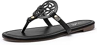 KATLIU Women's Comfortable Dressy Flat Flip Flop Thong Sandals - Round Toe, Cushioned Insole, Non-Slip Sole
