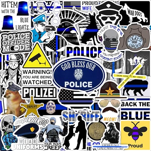BulbaCraft 100Pcs Law Enforcement Stickers Law Enforcement Support Decals Blue Line Flag Stickers Blue Line Laptop Decals Gifts for Women & Men