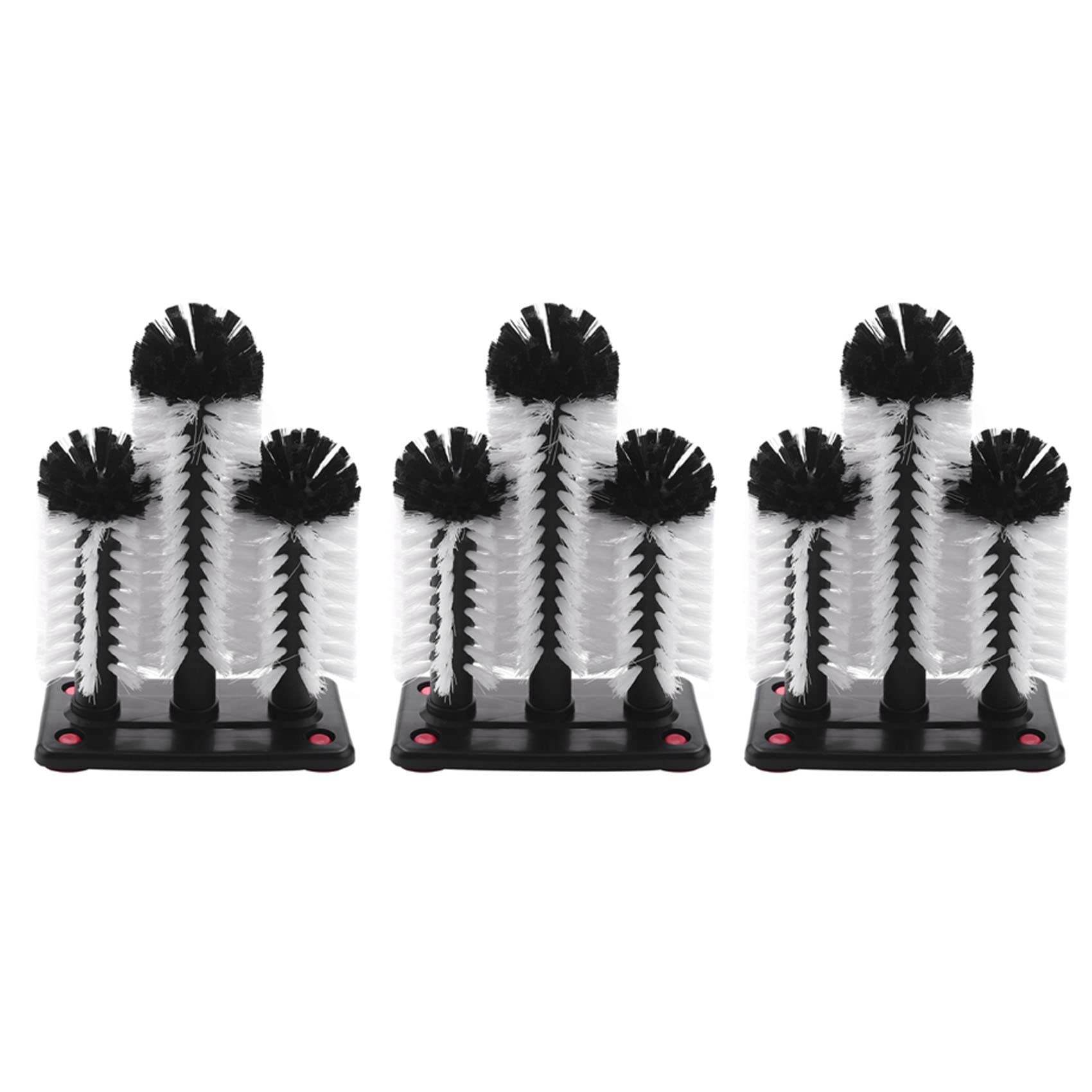 Hndhbfgrt 3X Glass Washer 3 Brush Glass Washing Brushes with Suction Base Bar for Bar,Kitchens,Red Wine Glasses,Cup