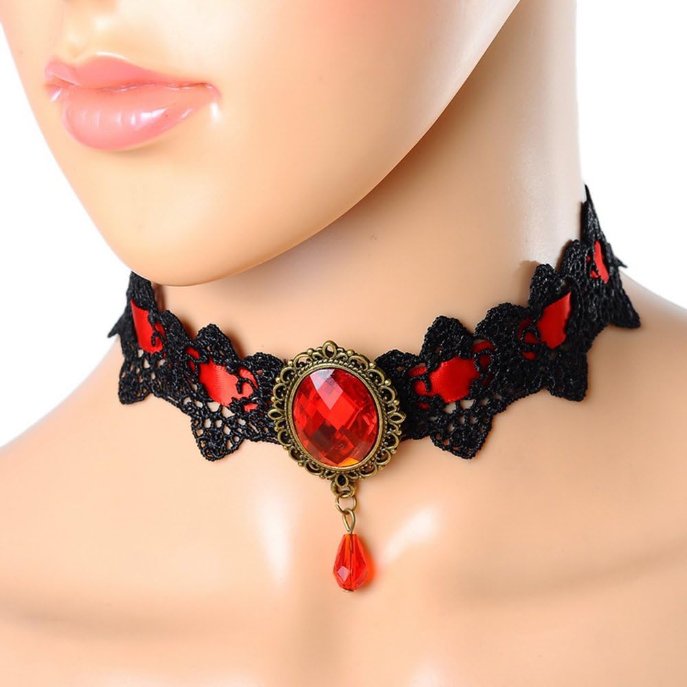 Retro Handmade Choker Necklace for Women Gothic Black Lace Necklace for Halloween Punk Costume Party Royal Court Vampire Choker - Image 5
