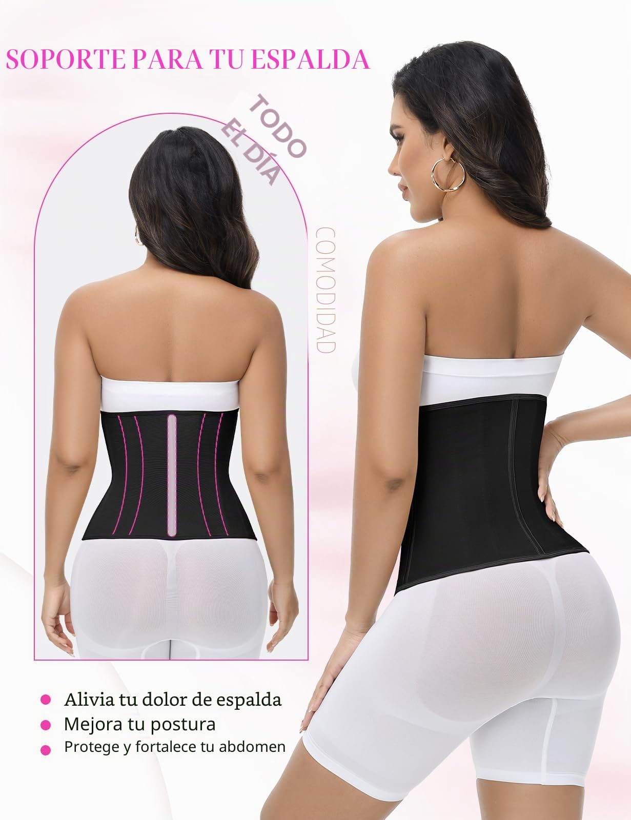 SHAPSHE - Entrenador de cintura para mujer, control de abdomen, entrenamiento, faja moldeadora de cintura posparto con gancho de cremallera