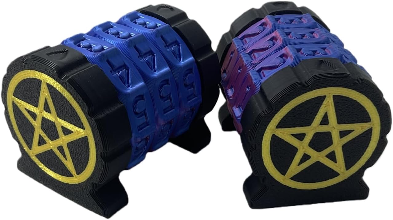 2 Pack Life Counter - HP Tracker with Tracking Card Slo MTG 3 Rings Star Pattern Tabletop RPG Dungeons and Dragons(2pcs Black Gloden)