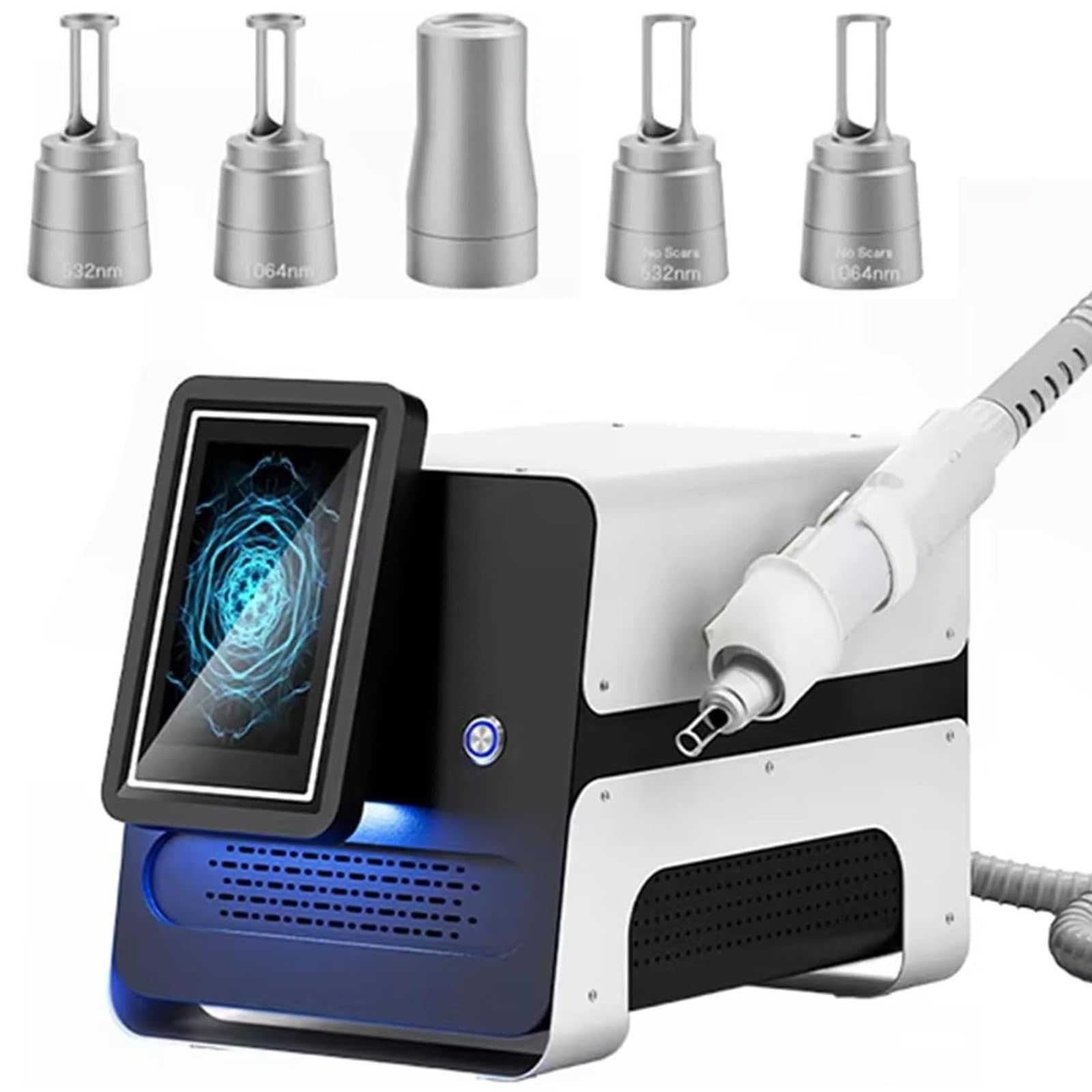 DPQYJPP Tattoo removal pico machine 2500w, professional 1064nm/532nm/1320nm wavelength, tattoo black spots with 5 attachments for beauty salons. Removes tattooed eyebrows