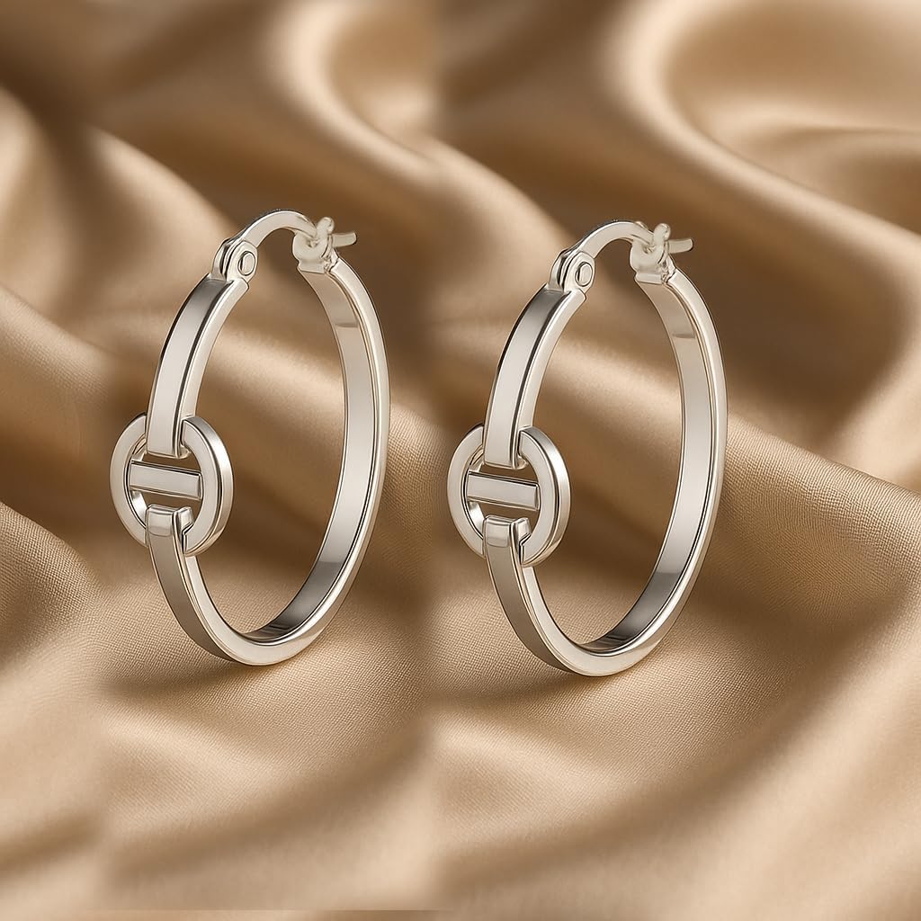 LeCalla 925 Sterling Silver Hoop Earrings | Lightweight Click-Top Gold Plated Anchor Infinity Earrings for Women