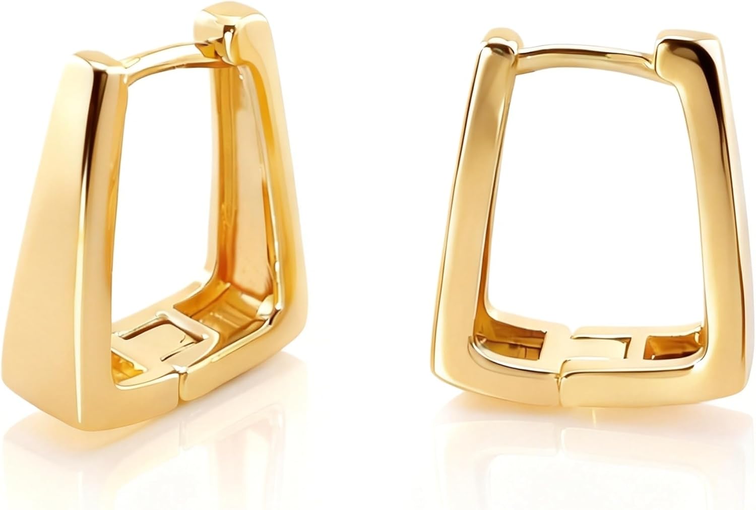 Tiny Dainty Gold & Silver Huggie Hoop Earrings for Women:Small Bamboo,Square,Twisted,Teardrop,U-Shaped Hoops, Mini Huggie Hoops in Champagne & White Gold Plated Hypoallergenic Lightweight - Image 6