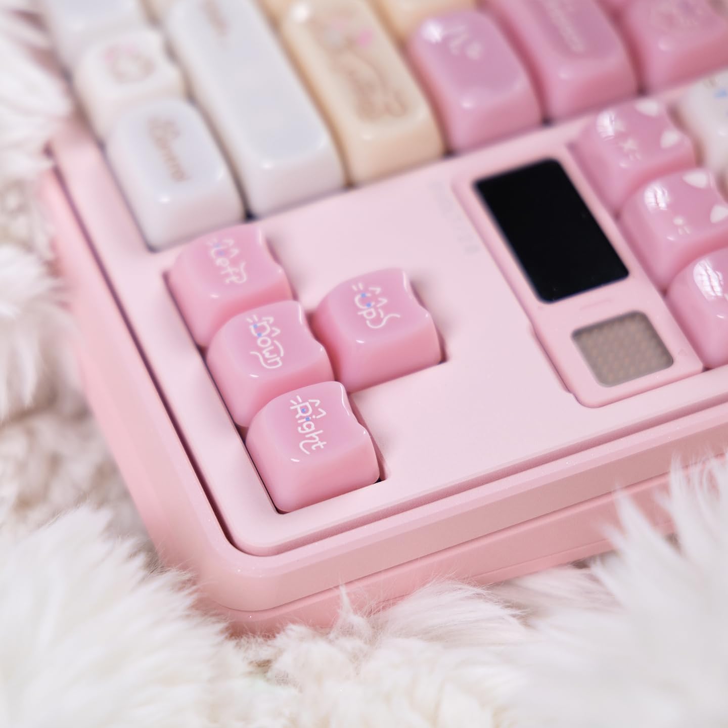 Crystal Keycaps, Cat Shape Clear Keycaps Transparent, Mao Profile, 130 Keys Shine Through Custom Set for Mechanical Keyboards, 60-100% Compatible (Pink-Cat-Keycap-Set)