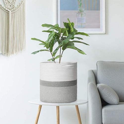 Miniatura 4 de TIMEYARD  Cesta para plantas de cuerda de algodón, tejida para maceteros de interior con macetas de 10", cesta organizadora de almacenamiento de 11"