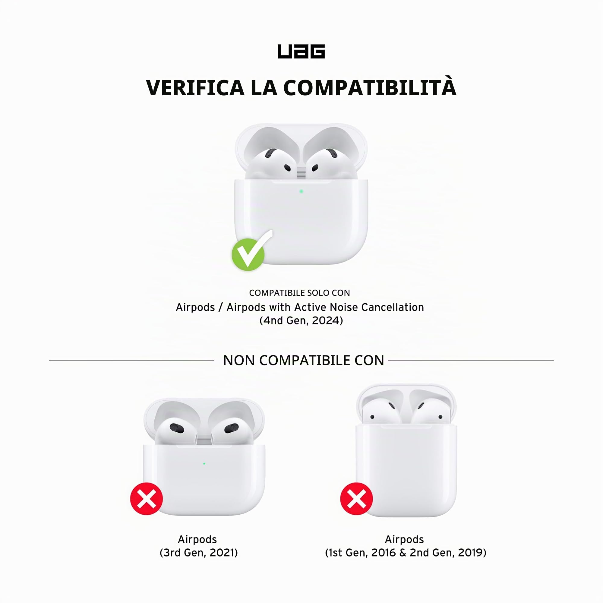 URBAN ARMOR GEAR UAG - Custodia protettiva progettata per AirPods (4a generazione, 2024) con blocco al plasma, robusta custodia protettiva rigida di grado militare con coperchio di blocco sicuro e