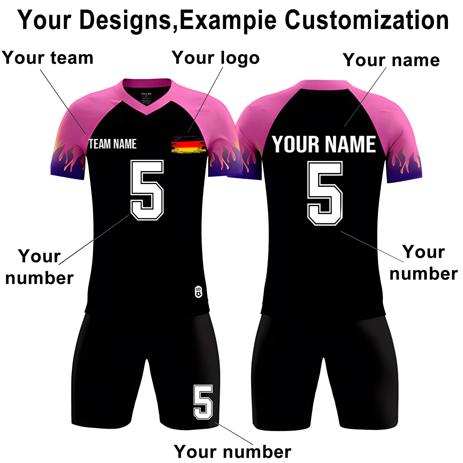 Generico Divisa da Calcio Completa Personalizzata Nome E Numero - Tessuto Tecnico Traspirante - Prezzo Speciale per Kit Squadra E Tifosi