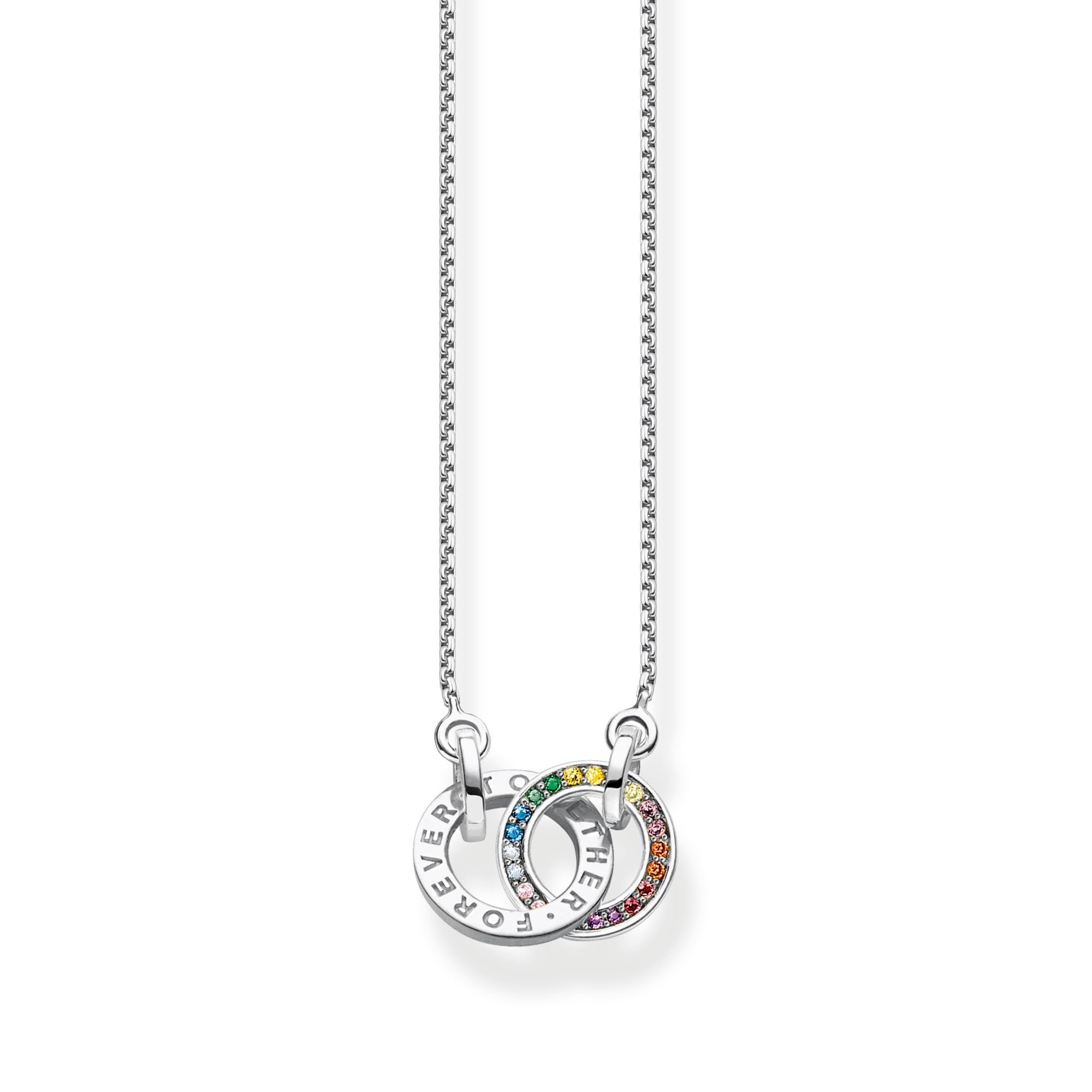THOMAS SABO Women's Together Sterling Silver Interlocking Rainbow Necklace KE1488-318-7-L55V