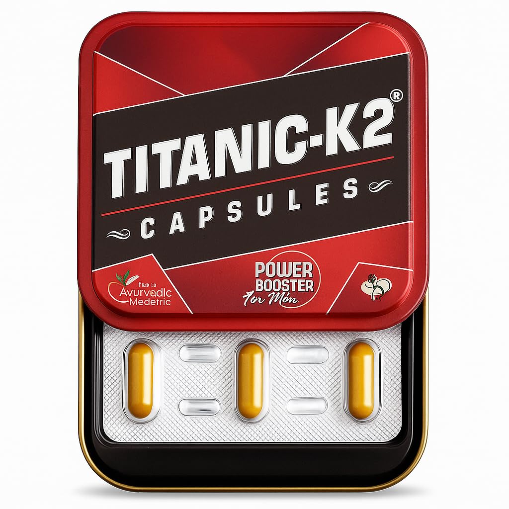 Titanic-K2 Ayurvedic Power Capsules for Men, Energy and Stamina Support, Natural Supplement, 6 Capsules