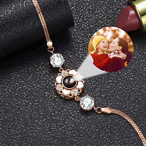 Amabery Personalized Heart Bracelet with Picture inside Custom Photo Projection Bracelet 100 Languages I Love You Picture Bracelet Photo Memorial Bracelet for Women Girlfriend Mom4