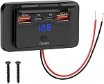 Linkstyle RV USB Sortie, double 18W USB A & Double 30W PD3.0 Panneau de socket de chargeur de voiture PD3.0 avec affichage de tension pour 12V/24V Auto Boat Marine