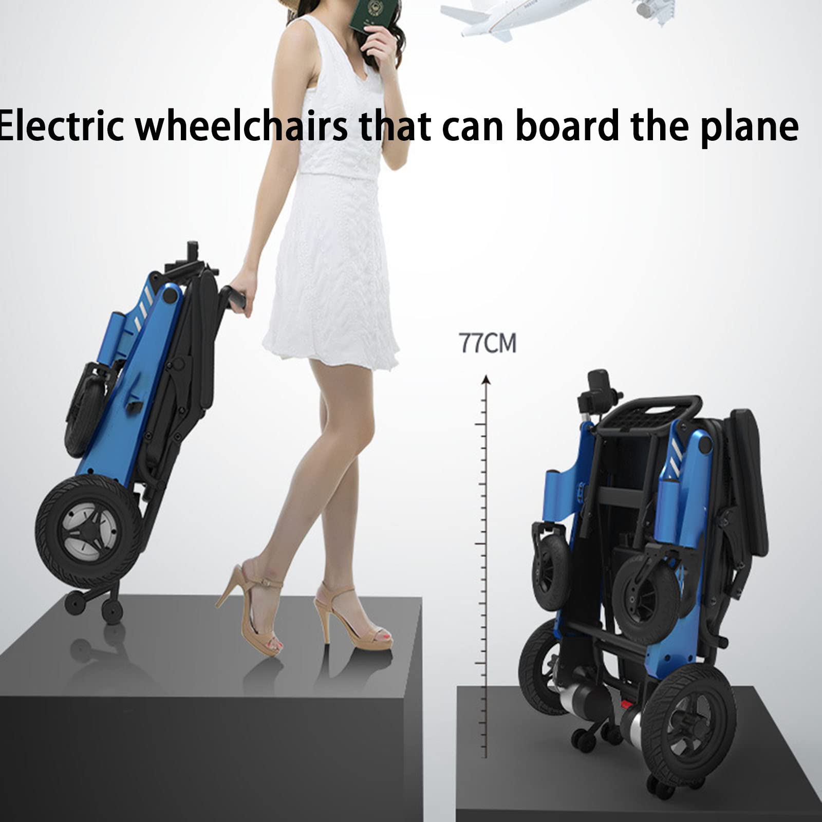 Sedia a rotelle elettrica Pieghevole Portatile per Anziani, Sedia a rotelle elettrica Multifunzionale Intelligente, Portata 100 kg, per Adulti