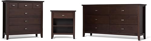 Miniatura 49 de SIMPLIHOME Mesita de noche artesanal de madera maciza de 24 pulgadas de ancho, contemporánea, color negro, para sala de estar y dormitorio Negro