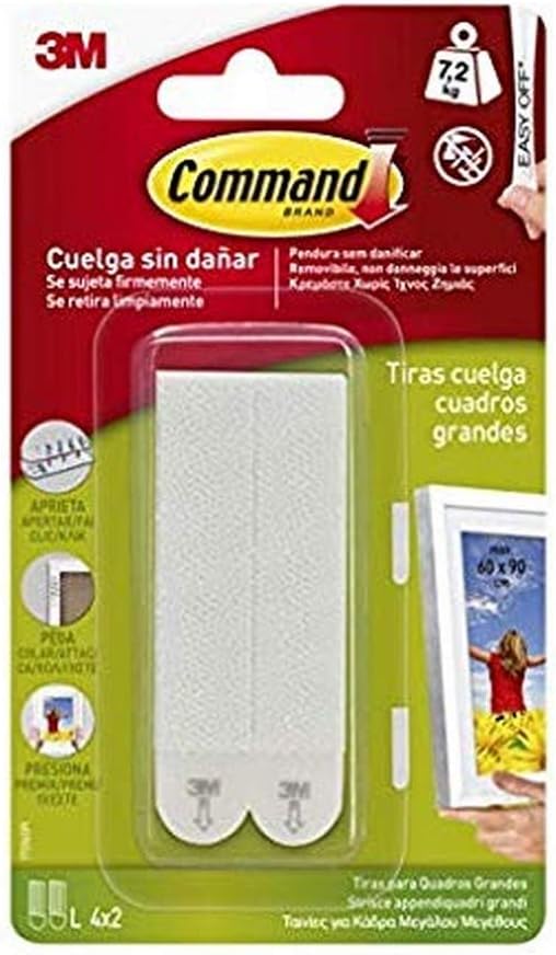 17206 Adhesive Strip Picture Hooks, White, L (Pack of 4)