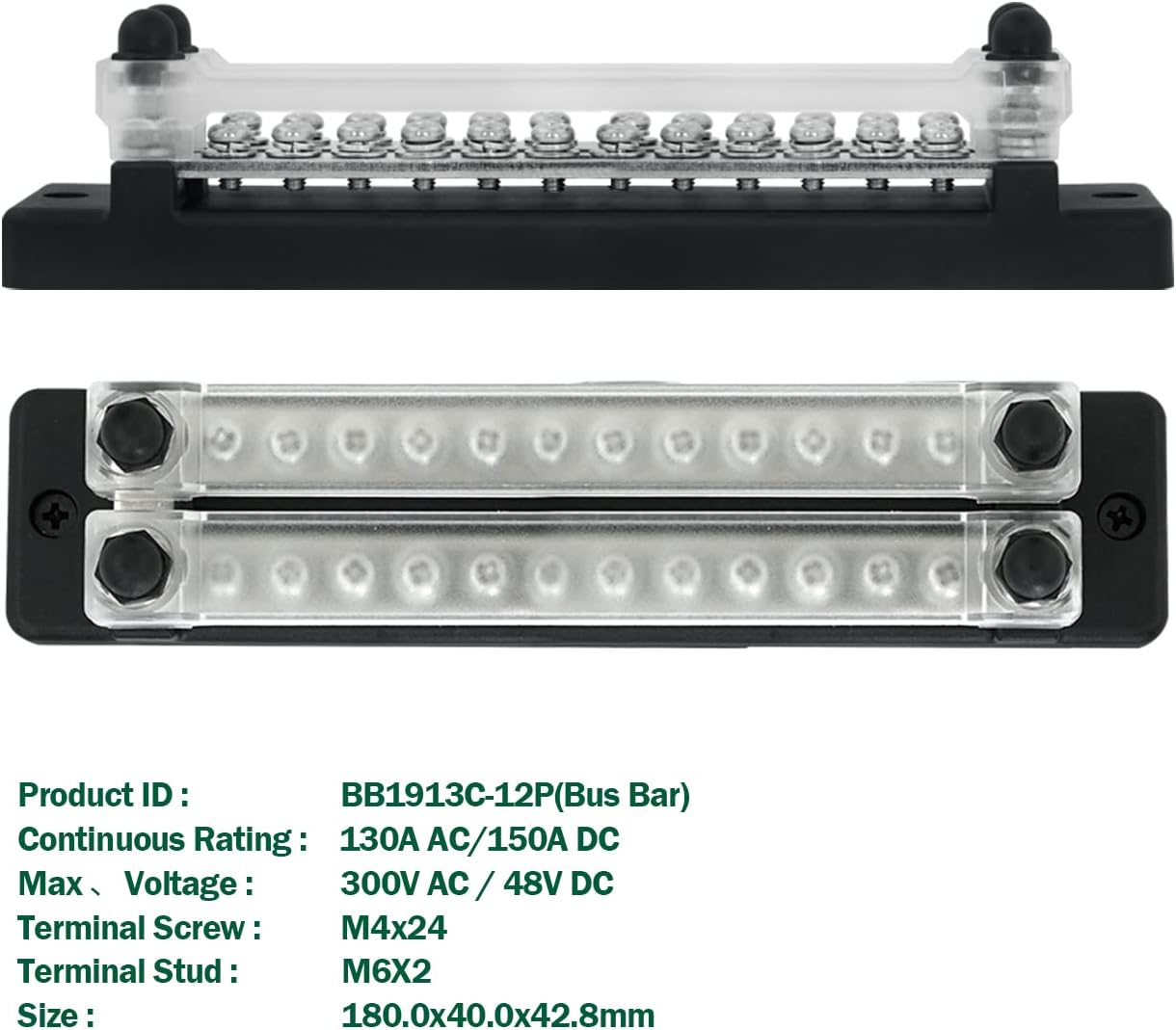 Bеѕt Cуbеr Dеаlѕ 🔥 24 Terminal 150A Bus Bar Ground Distribution Terminal Block - 2 Row Terminal Grounding Bus Bar with 2 Studs 12 Groundings Per Row
