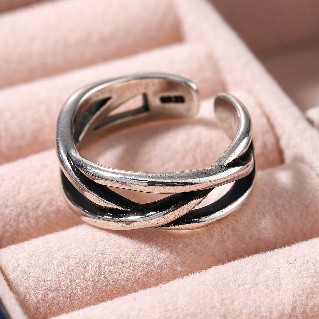 Aukmla Bague de pouce vintage en argent avec nœud celtique réglable pour femme et fille