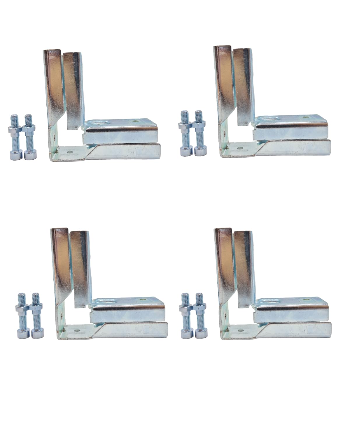 Square Structural Pipe Connectors 90 Degree 3 Way End Rails Clamp Steel Corner Pipe Fittings for DIY Shelf Garden Support 1" Fit Pipe Dia, Silvery, Bolts and Nuts Included (4)