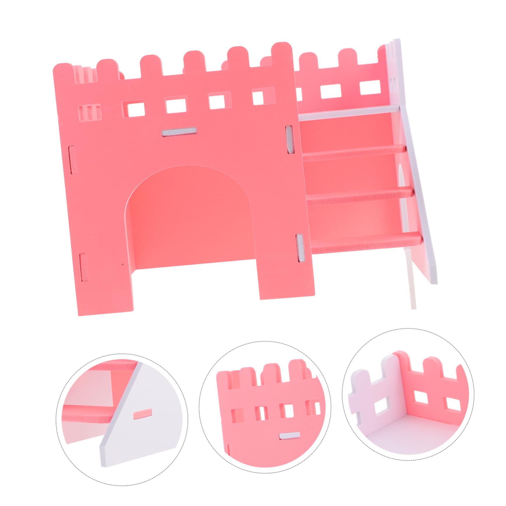 WOONEKY Meerschweinchen Versteckhaus Zweistöckig Rosa aus PVC