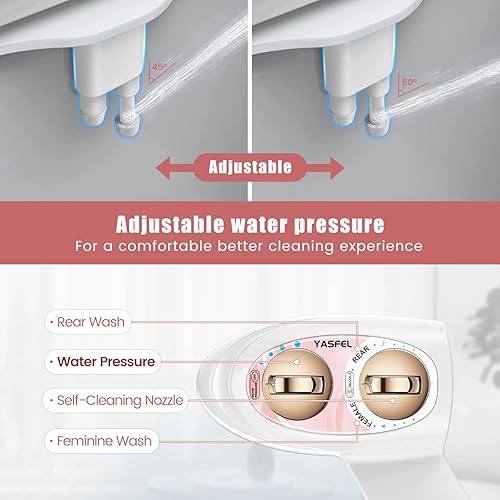 Miniatura 5 de YASFEL Accesorio de bidé para inodoro  Accesorio de asiento de inodoro bidé autolimpiante con controles de presión, accesorio de bidé frío no