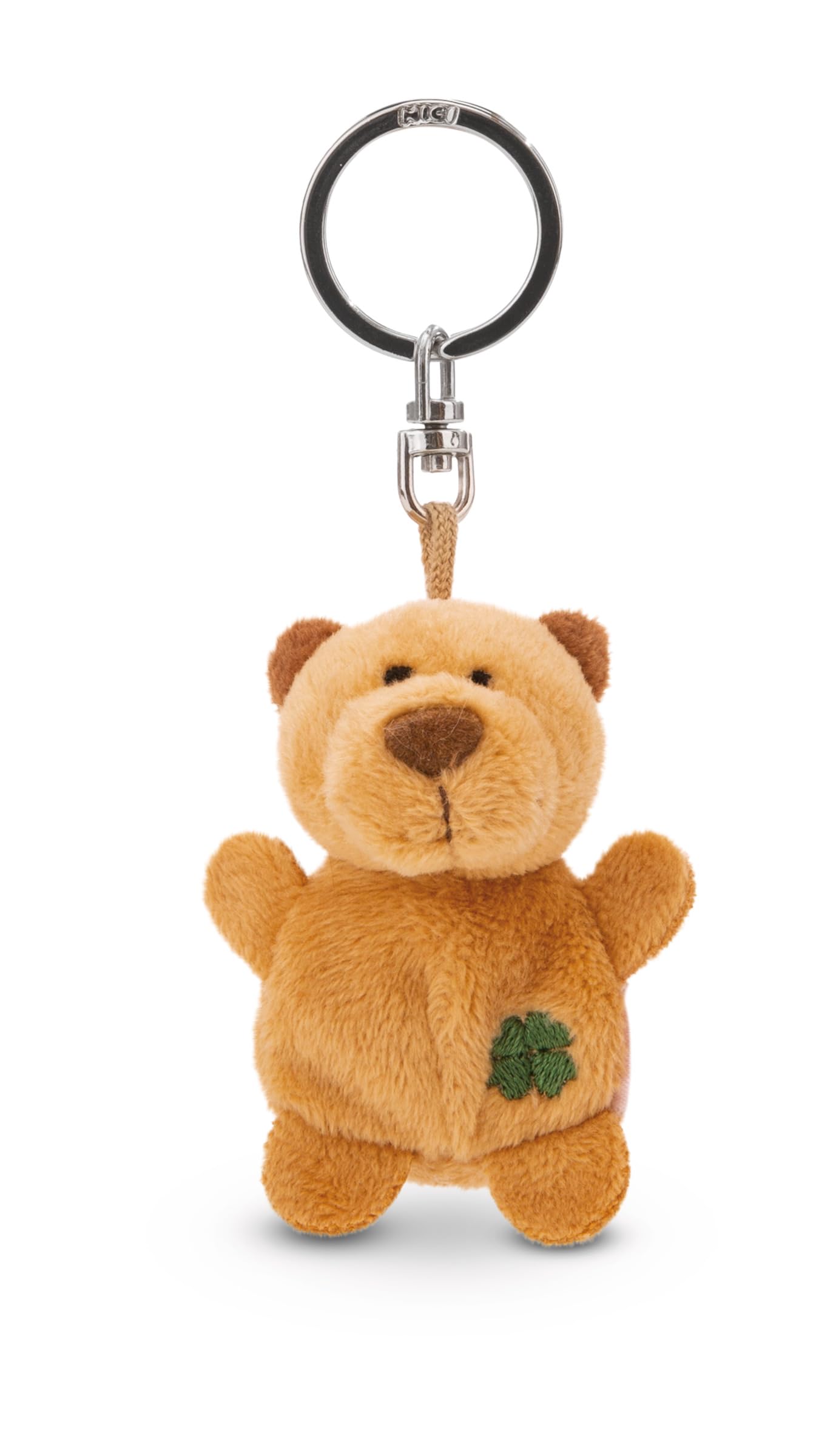 NICI Keyholder bear with cloverleaf 5cm - beige - A loyal companion for backpacks or bags, keychain for key rings & key holders for all ages | 62067