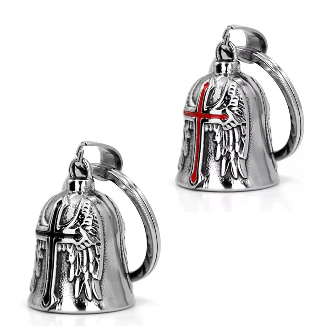 2 Piezas Guardian Bell Acero Inoxidable Campana de Moto Amuleto de la Suerte, Colgador de Campana para Motocicleta (Cromo)