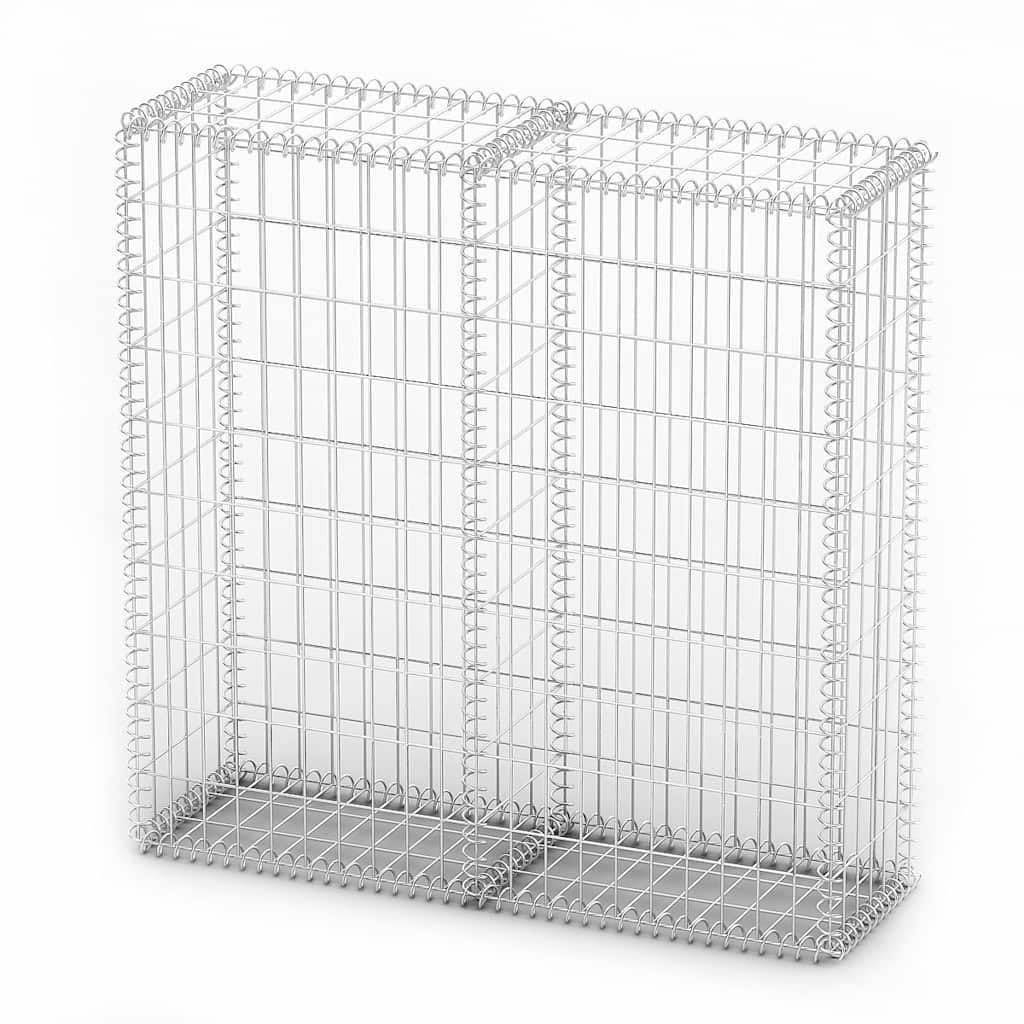 vidaXL Rete Gabbione Giardino Filo Zincato 100x100x30 cm Parete di Recinzione
