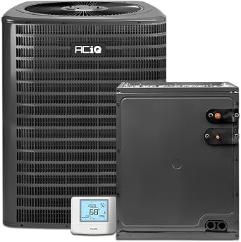 1HVAC 5 Ton 13.4 SEER2 Central Air Conditioner Condenser with 24.5" Vertical Evaporator Cased Coil with Free Thermostat - R32 Single Stage | 60000 BTU TXV