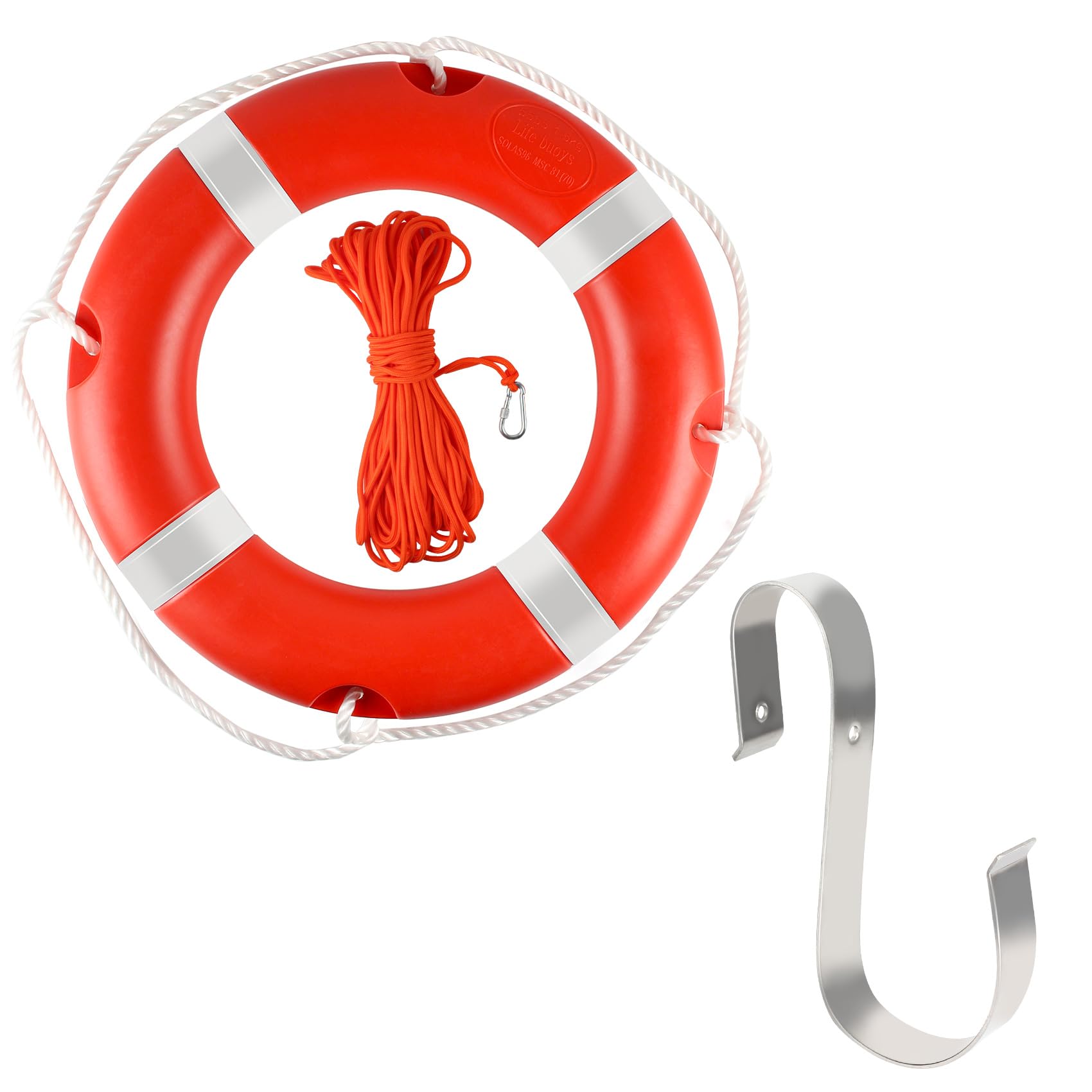 Boat Safety Throw Ring Life Buoy With Rope And Bracket 23/28 Inch ...