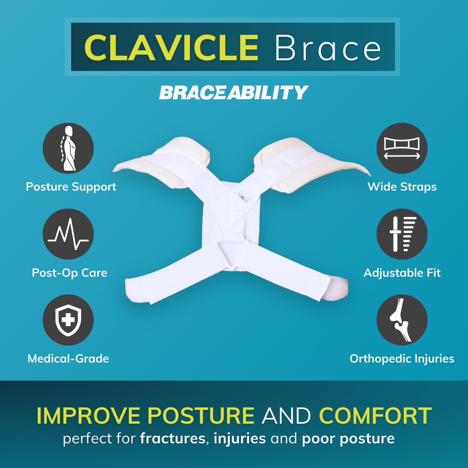 BraceAbility Figura 8 Soporte de clavícula y corrector de postura ...