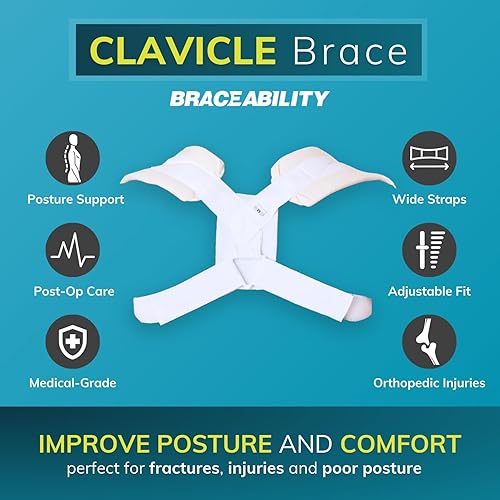 Miniatura 3 de BraceAbility Figura 8 Soporte de clavícula y corrector de postura  Eslinga de clavícula rota para lesiones y fracturas correa de soporte de hombro