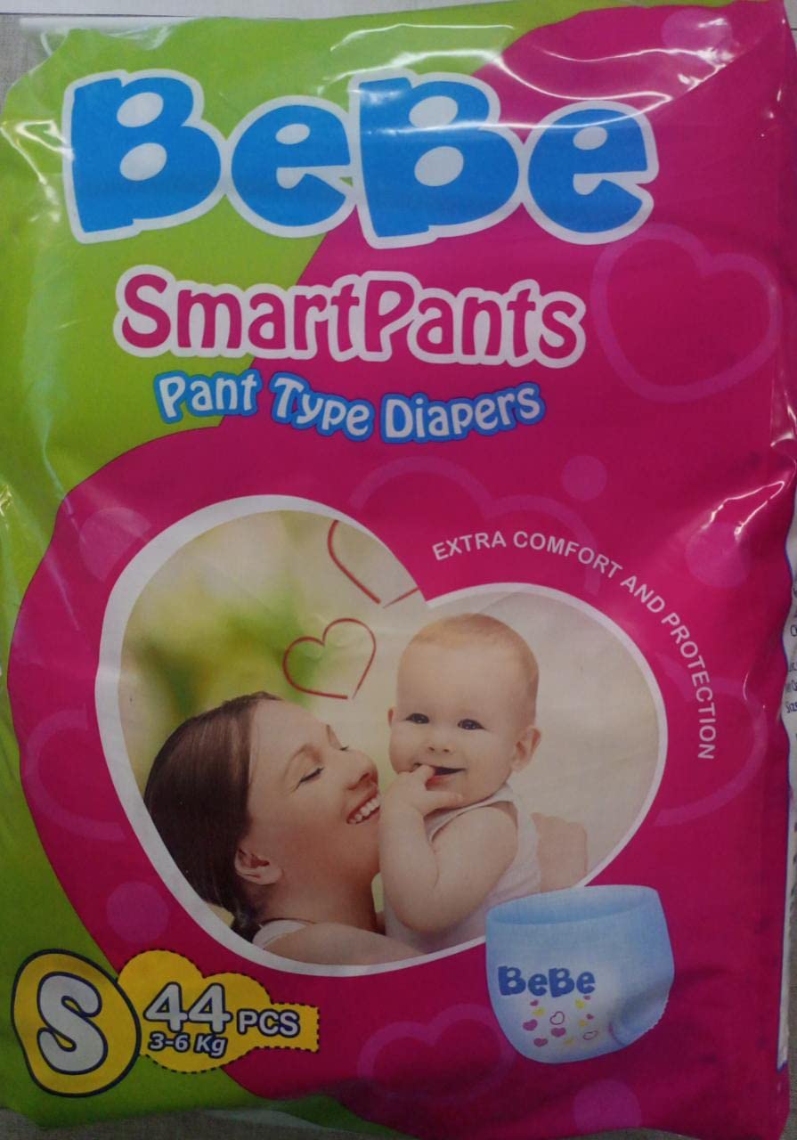 BEBE Baby Pull Up Diapers Pant Type - (3-6 Kg) Small (44pcs/1Bag)