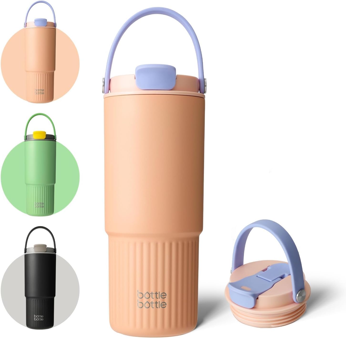 BOTTLE BOTTLE タンブラー 蓋付き こぼれない 800ml ストロー飲み 直飲み コーヒー 大容量 水筒 魔法瓶 保温保冷 真空断熱 二重構造 濡れない 漏れ防止 持ち運び便利 車用 自宅用 旅行 キャンプ用 ピーチピンク