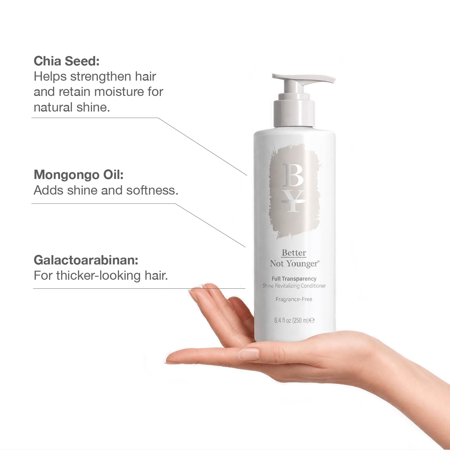 Better Not Younger Balsamo senza profumo per donne 40+ - Balsamo ipoallergenico senza solfati per cuoio capelluto sensibile e capelli diradati - Rafforza i capelli invecchiati con semi di chia e Yuzu