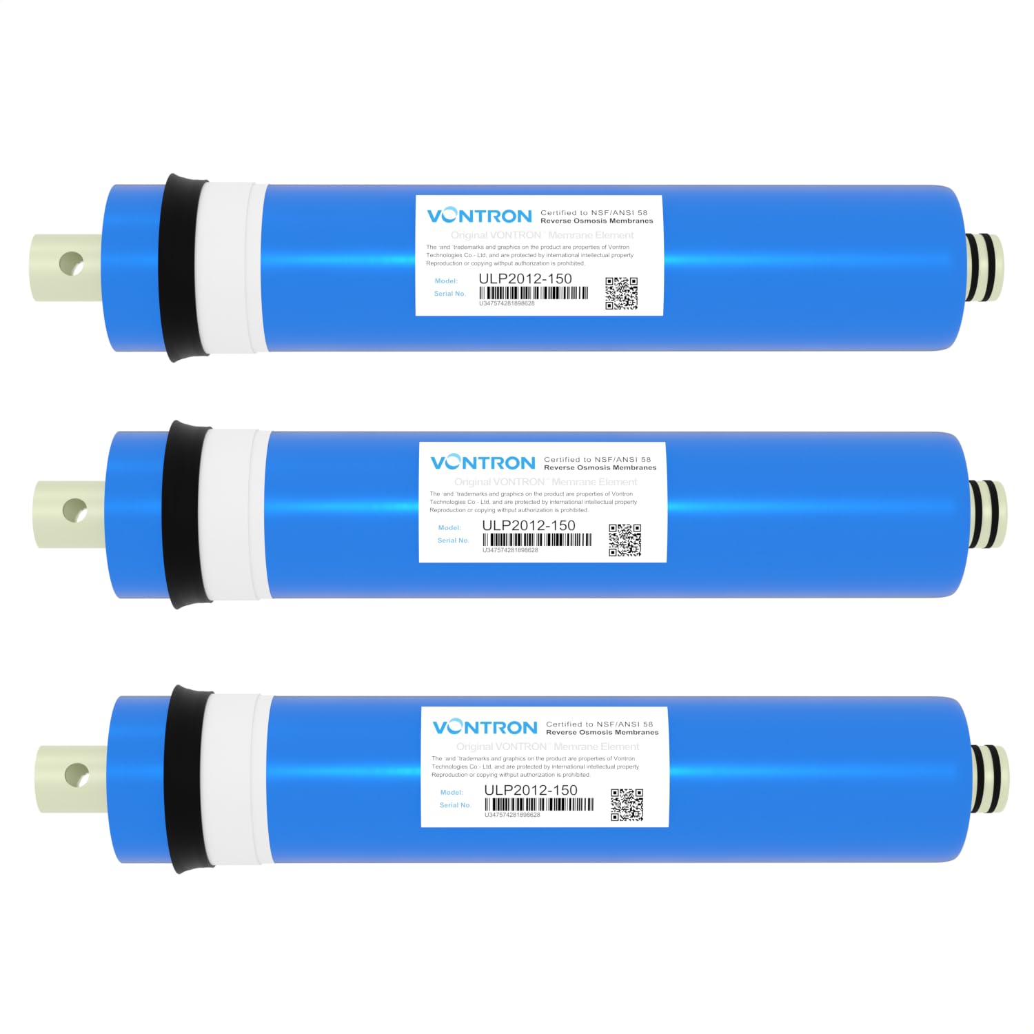 3 x Aquintos Membrane 150 GPD Vontron für Umkehrosmoseanlagen mit 10" x 2,5"